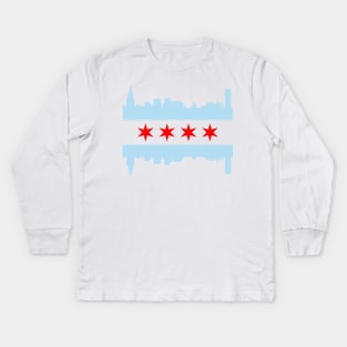 Chicago Flag Skyline Kids Long Sleeve T-Shirt